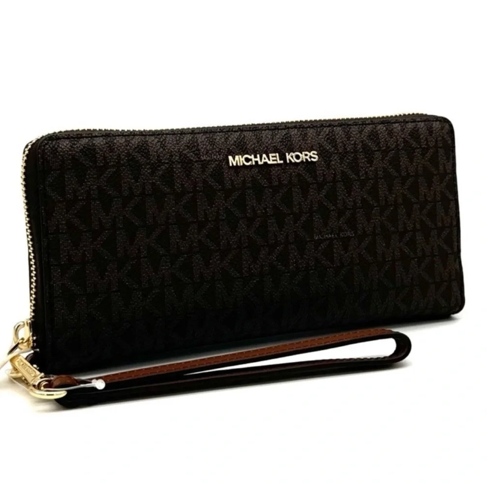 Michael Kors Large Jet Set Travel Chain Shoulder Bag & Continental Wallet Brown